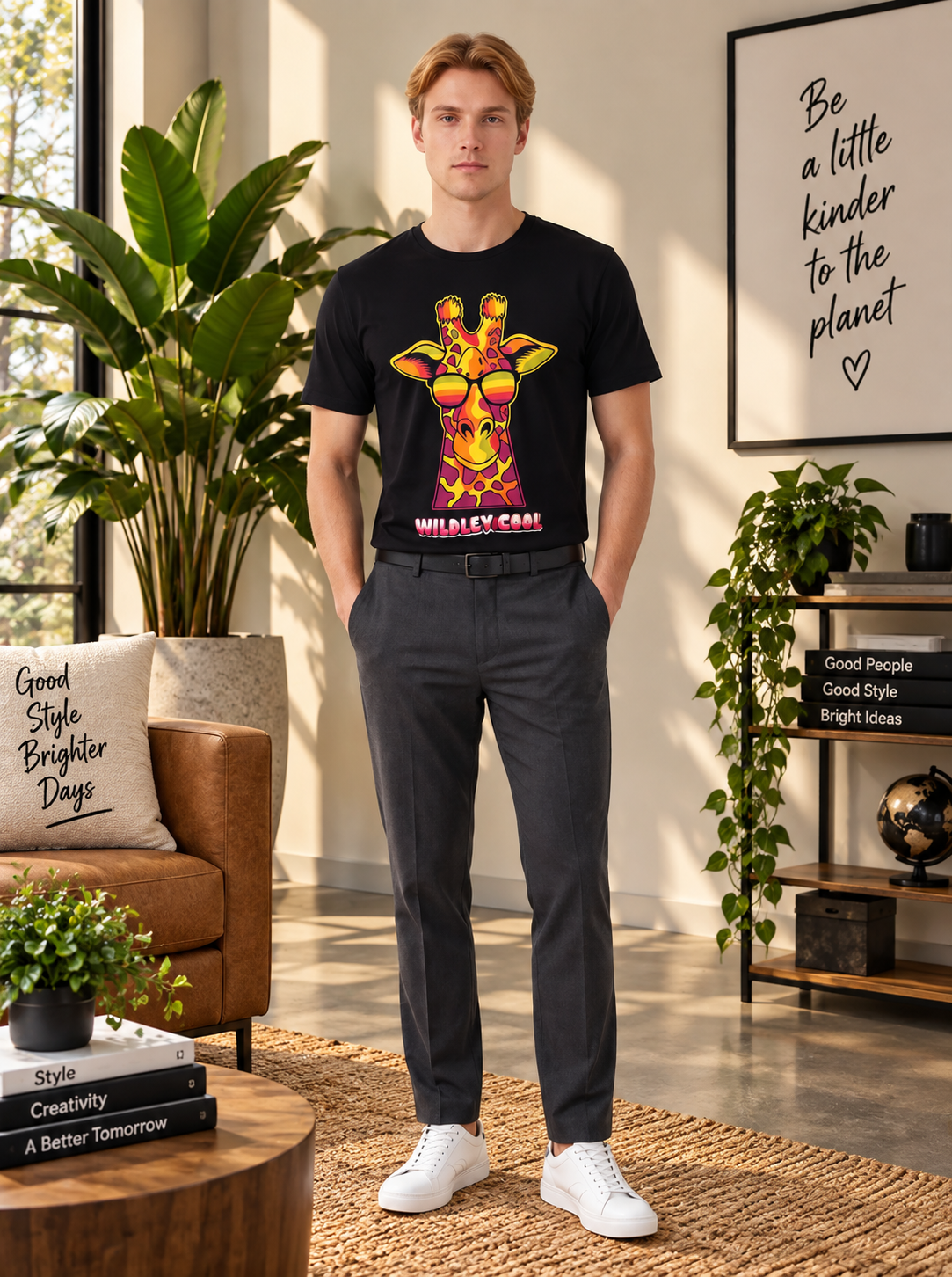 Wildly Cool Giraffe Sunglasses Graphic T-Shirt (Unisex)