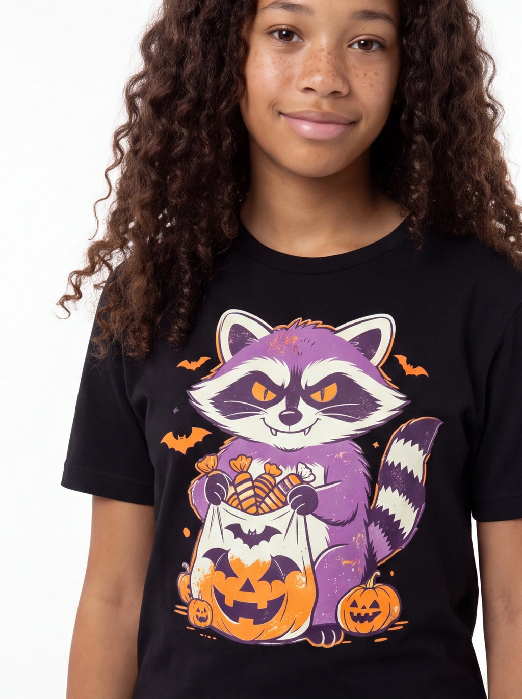 Kids Trick or Treat Raccoon – Halloween Candy Thief T-Shirt (Unisex)