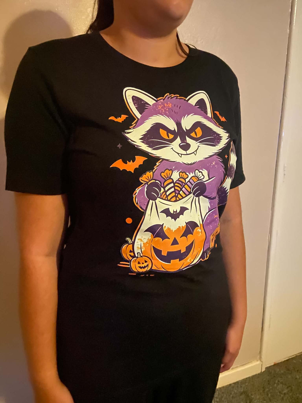 Trick or Treat Raccoon – Halloween Candy Thief T-Shirt (Unisex)